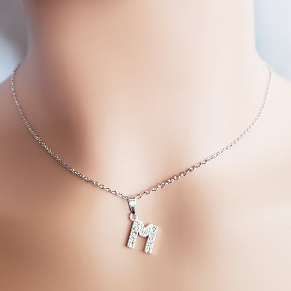 Initial M Silver Necklace